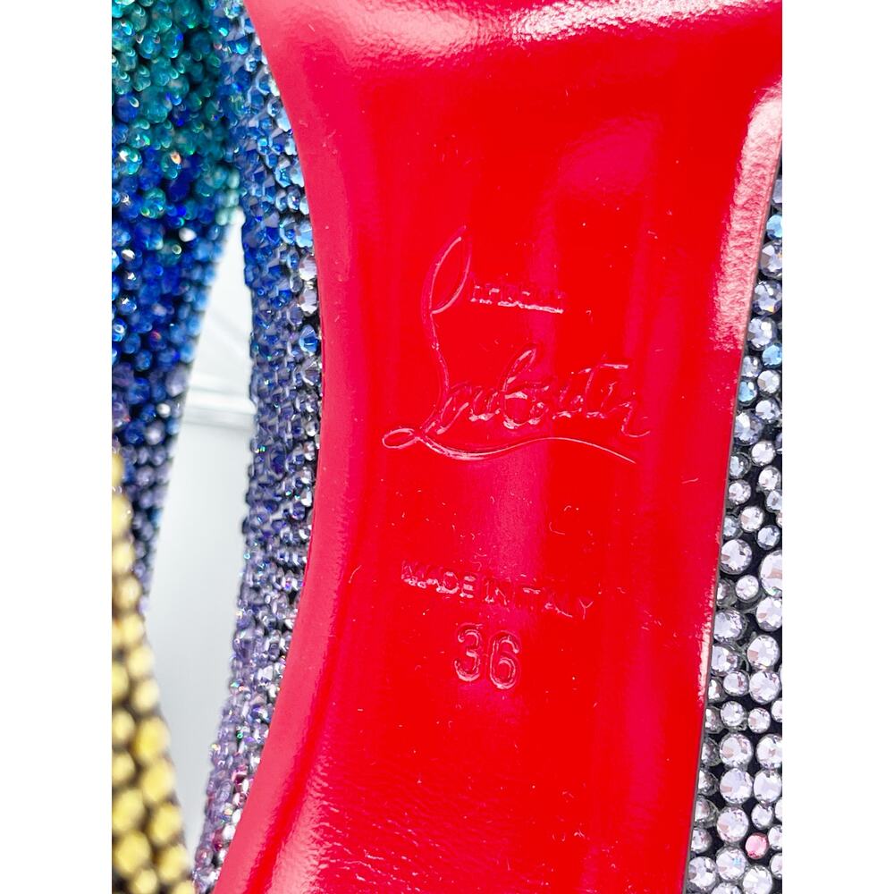 New Christian Louboutin Condora Strass Rainbow Crystal 100 Stiletto Heels EU 36 - Picture 12 of 13